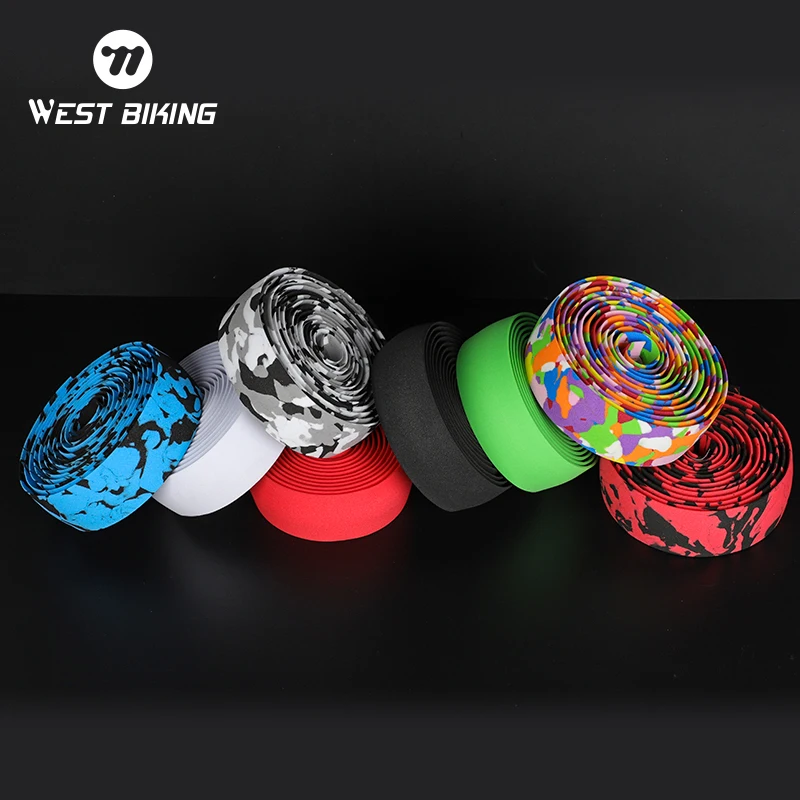 WEST BIKING Soft Bicycle Handlebar Tape EVA Shock Absorbing Road Bike Bar Tape With End Plugs Anti-slip Cycling Bar Wrap Straps