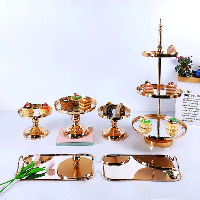 

1 pcs 2 &3 tiers cupcake plate Mirror Decorative Cosmetics Storage Box Tray Wedding Home Decoration Rack Storage Box