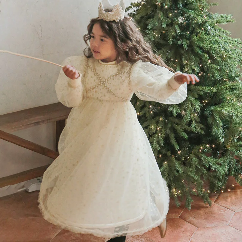 Girls' Dress2025Autumn Strawberry Shan Korean Children's Girl Christmas New Year Princess Dress In Stock