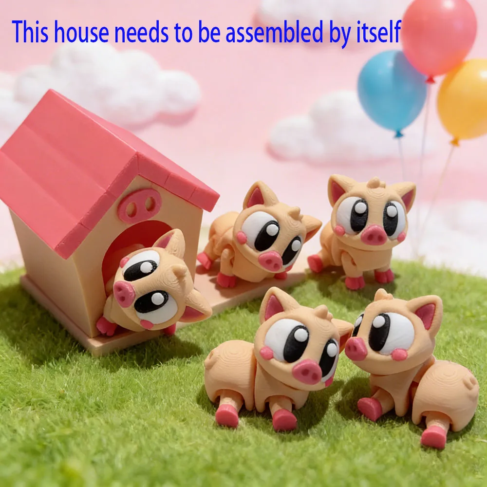 

3d Printing Cute Cute Pink Pig And House Model Plastic Ornament Desktop Decoration Sculpture Ornament Festival Gift