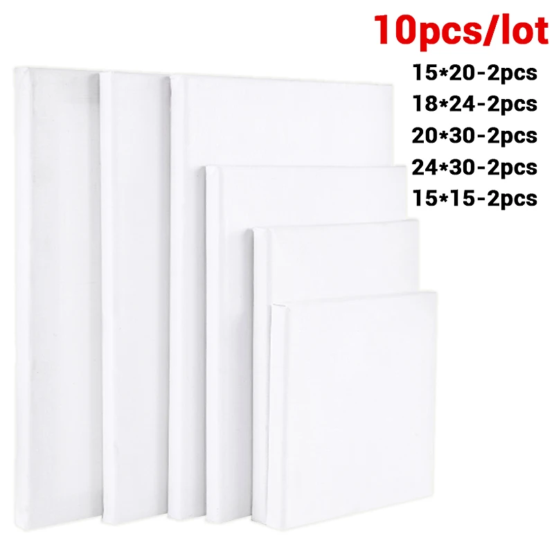 10PCS Wood Painting Frame Cotton White Stretched Canvas Frame for Drawing Painting DIY Canvas Painting Supplies