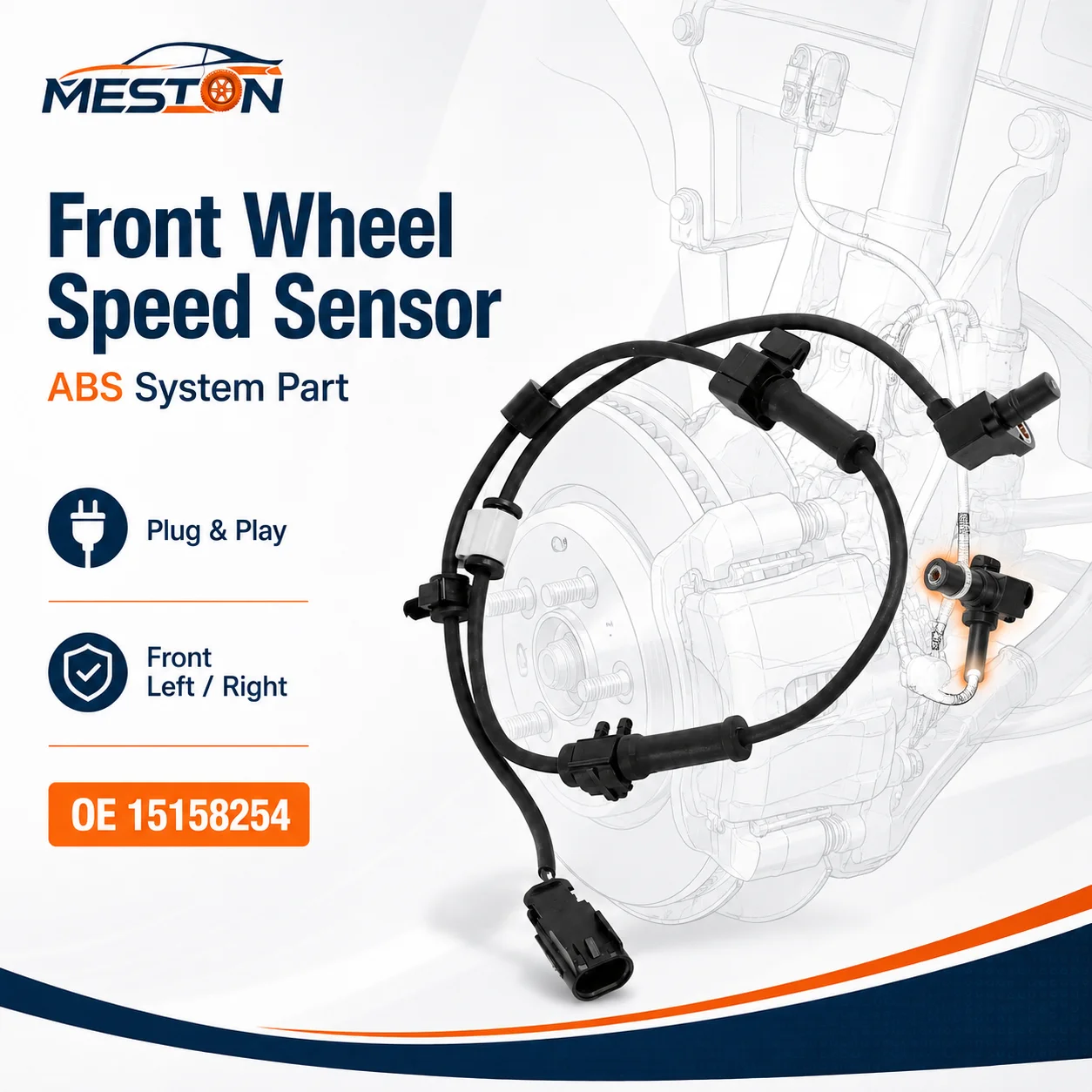 NEW 15158254 Front Left Right ABS Wheel Speed Sensor For Buick Chevrolet Trailblazer GMC Envoy Rainier SSR