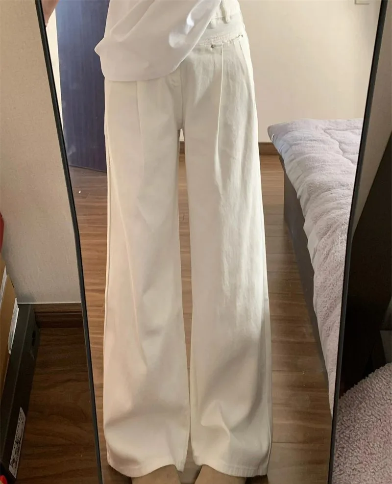 بنطال ذو قصة أرجل واسعة Y2K أسود غير منتظم للمرأة الربيع مطوي الطبقات Preppy الترفيه سليم صالح حزام الخصر الدانتيل أشرطة الشيفون المحبوكة #6