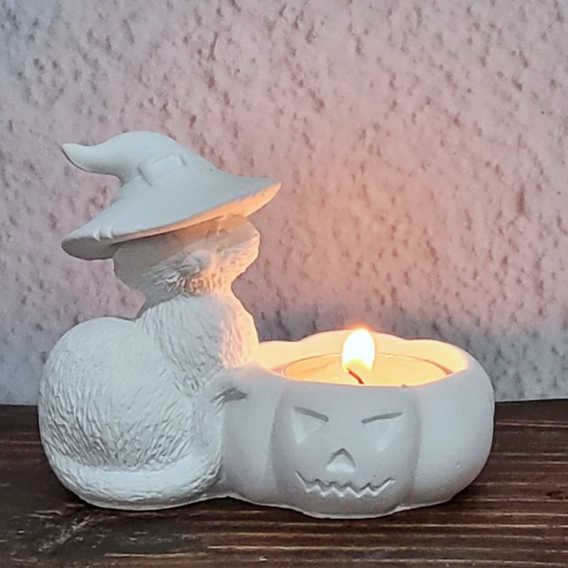 

Силиконовая форма для подсвечников «Кот и тыква»: для создания очаровательных гипсовых изделий, праздничных свечей и уютного домашнего декора на Хэллоуин