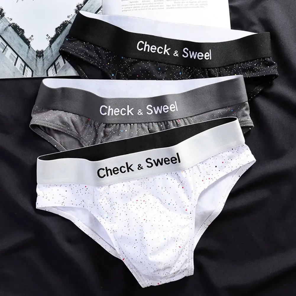 Men Briefs High Elasticity Dot Print Panties Low-rise Elastic Waistband Breathable Smooth Lines Underwear 95