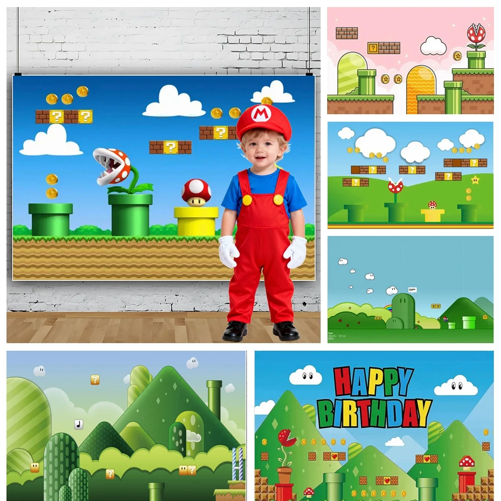 

Super Brother Children's Birthday Party Photo Booth Backdrop Decoration Banner Portrait Photo Studio Props Custom Background