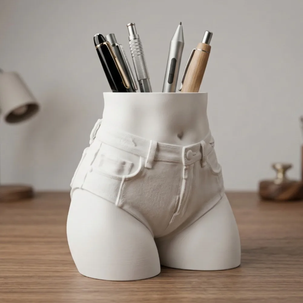 Slender Waist Model Pen Holder 3D Printing Stationery Storage Creative Large Capacity Pencil Cup Rack Office Desktop Supplies