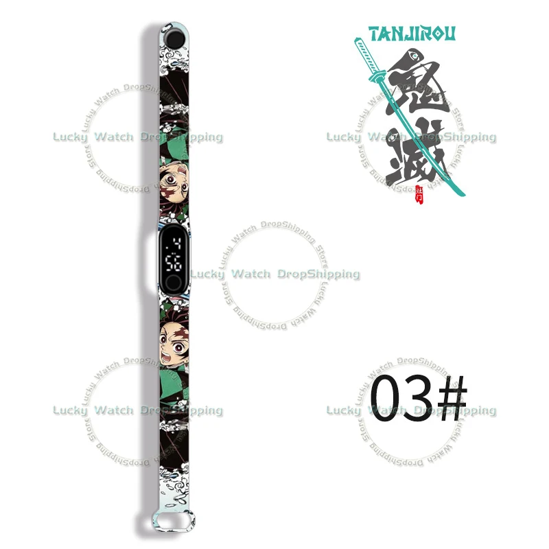 Demon Slayer Electronic Watch Game Cartoon Digital Electronic Anime Figures LED Bracelet Wristband Kids Waterproof Clock