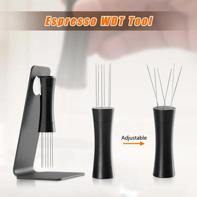 Espresso WDT Tools, Espresso Stirrer with adjustable angle feature, Espresso Distributor Tool with magnets and stand