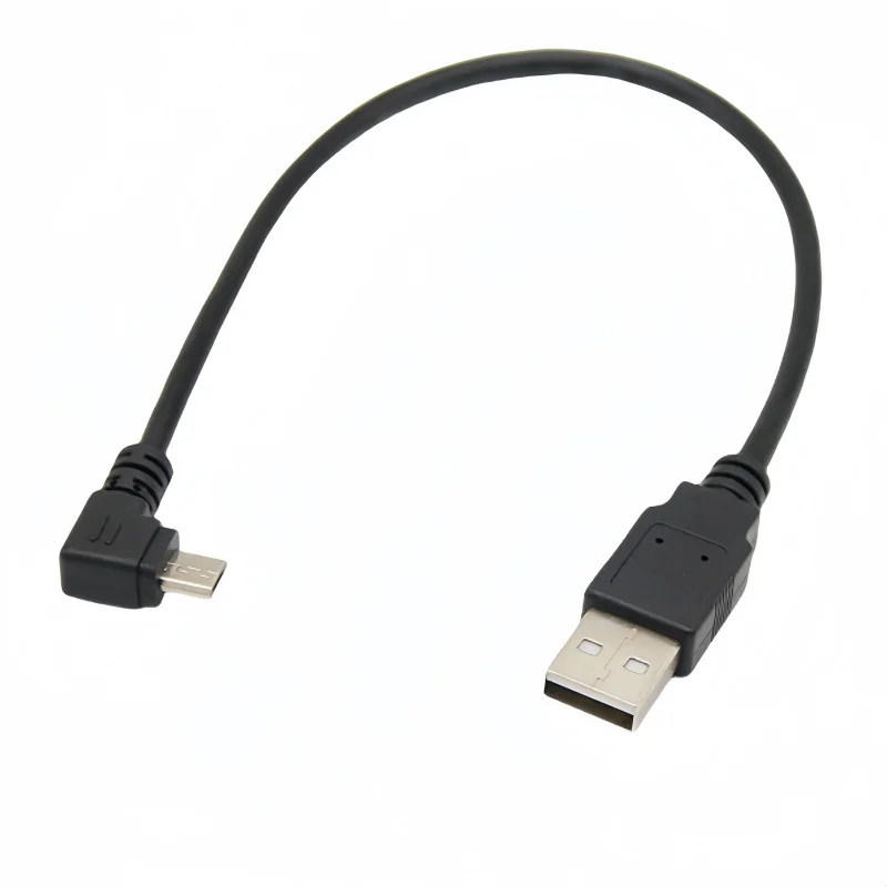 Cable conector de carga de datos Micro USB macho a USB macho de 90 grados en ángulo arriba, abajo, izquierdo y derecho, 0,5 m, 1m para tableta de teléfono móvil