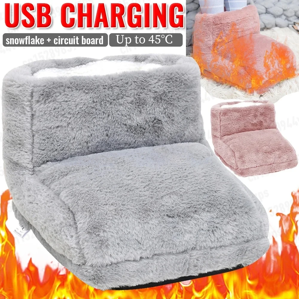 USB 충전 더블 피트 슬리퍼, 전기 발 워머 가열 패드, 세탁 가능한 분리형 발 스토브, 가정 침실 수면용