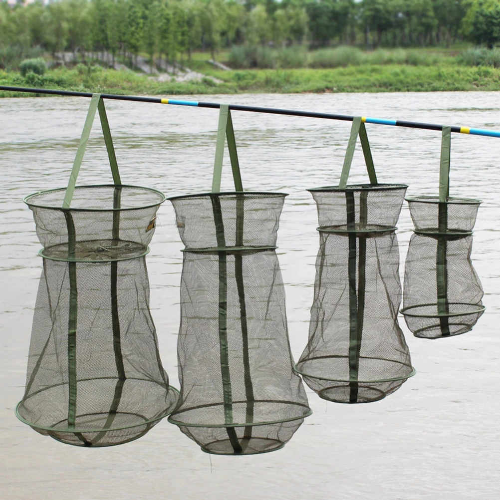 

Anti-scratch Fish Cage Foldable Bait Cast Portable Fishing Net Durable Nylon Mesh Trap Strong Spring Frames Storing Shrimp