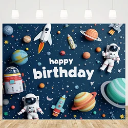 Cartoon Space Astronaut Birthday Background Cloth Birthday Party Photo Decoration Background Cloth