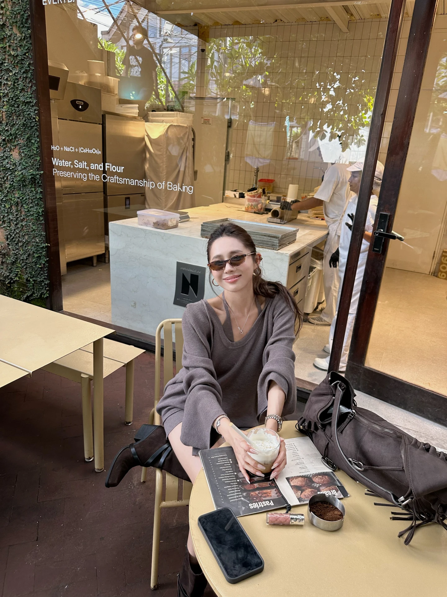 

NanaByNana Lazy Wool Knitted Set Women's Spring Hanging Neck Sweater Shorts Three-piece Set Long Sleeve Commute Style Fashion