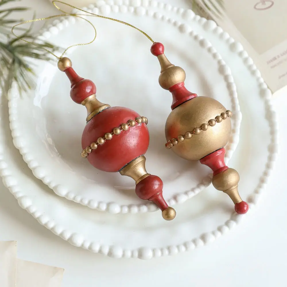 Wooden Christmas Ornament Star Acorn Retro Hanging Pendant Xmas Tree Decor Festive Holiday Party Interior Decoration