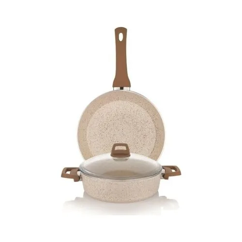 Schafer Crust Granite Cookware Set 3 Piece Beige