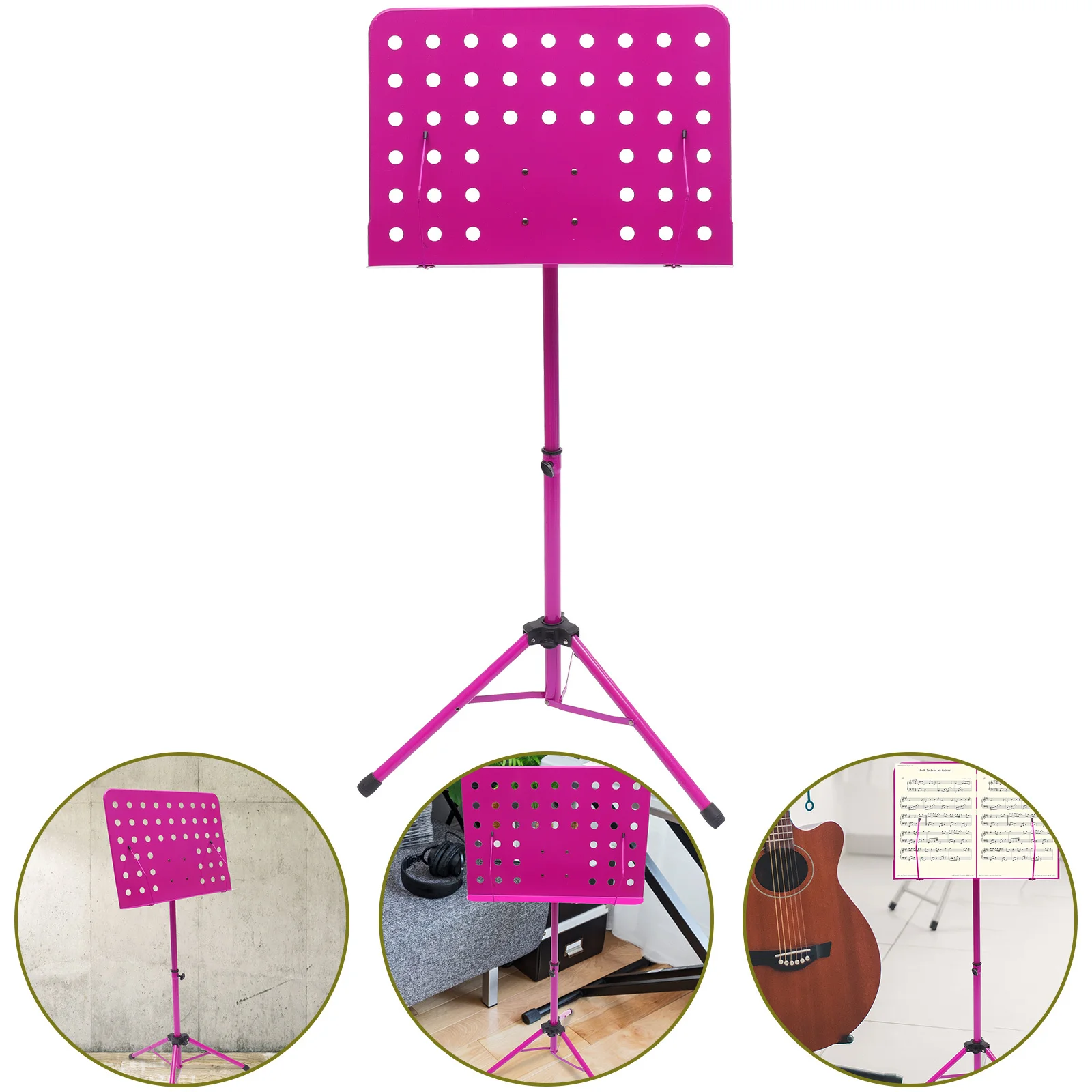 

Folding Music Stand Holder Aluminum Alloy Telescopic Sheet Stand For Guitar Violin Saxophone 340 Degree Rotatable Non-Slip