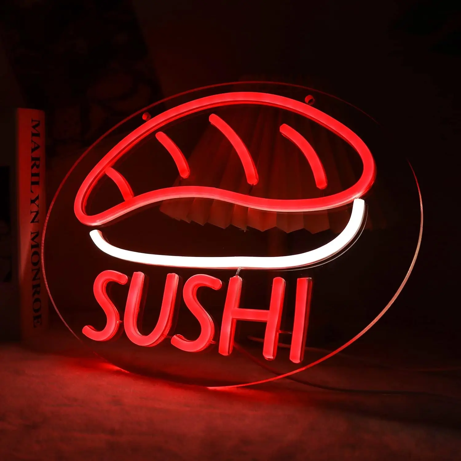 

SUSHI Single Nigiri Neon Sign Dimmable Red LED Neon Lamp USB Powered for Sushi Takeout Store Food Shop Window Wall Decor Sign