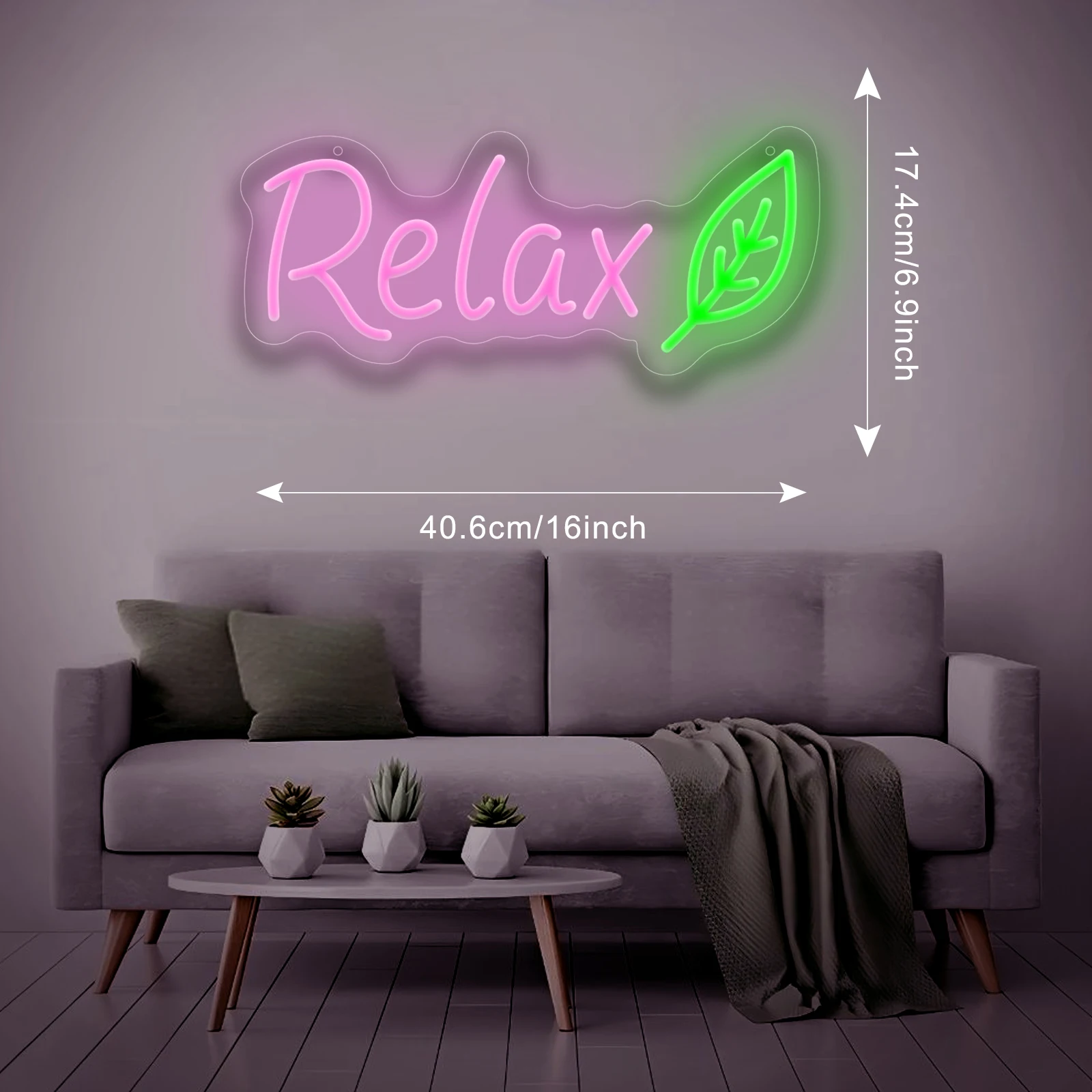 Relax LED Neon Sign Leaf Neon Light USB Powered Dimmable for Relax Room Home Yoga Room Bedroom Wall Decor Stress Relief Gift