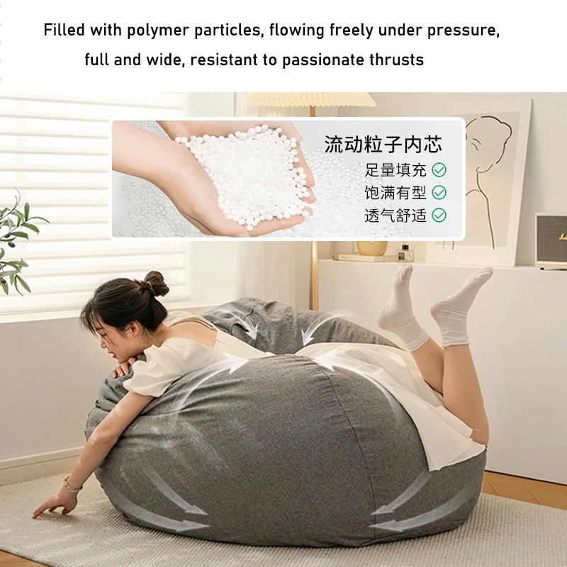 Bean Bag Bed Sofa for Living Room Chair Fabric Lazy Sofa Large Size Complimentary Pillows and Footstools Bedroom Tatami Detachab