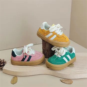 2024 neue Herbst Baby Schuhe Leder Kleinkind Kinder Turnschuhe Outdoor Jungen Tennis Weiche Sohle Mode kleine Mädchen Turnschuhe EU 16-25