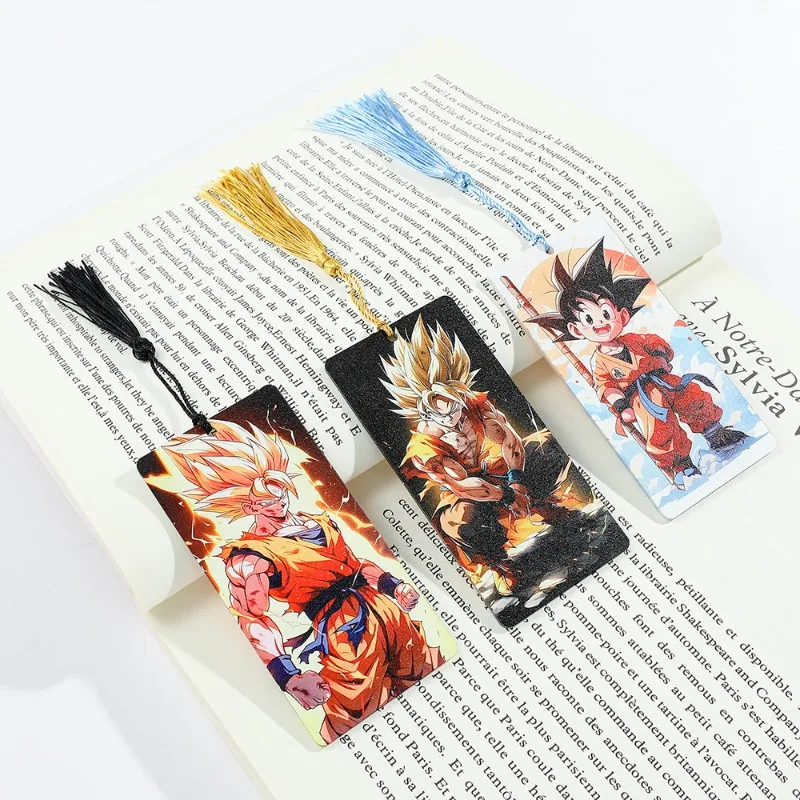 Segnalibro personaggio dei cartoni animati Dragon Ball con nappe, segnalibro Wukong e Super Saiyan per i fan, accessori per la lettura a tema dei cartoni animati.