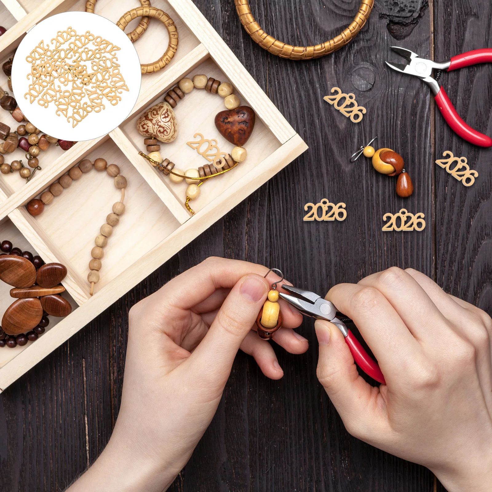 20개 2026년 참스 스테인리스 스틸 숫자 펜던트 DIY 주얼리 제작 신년 졸업 파티 장식용