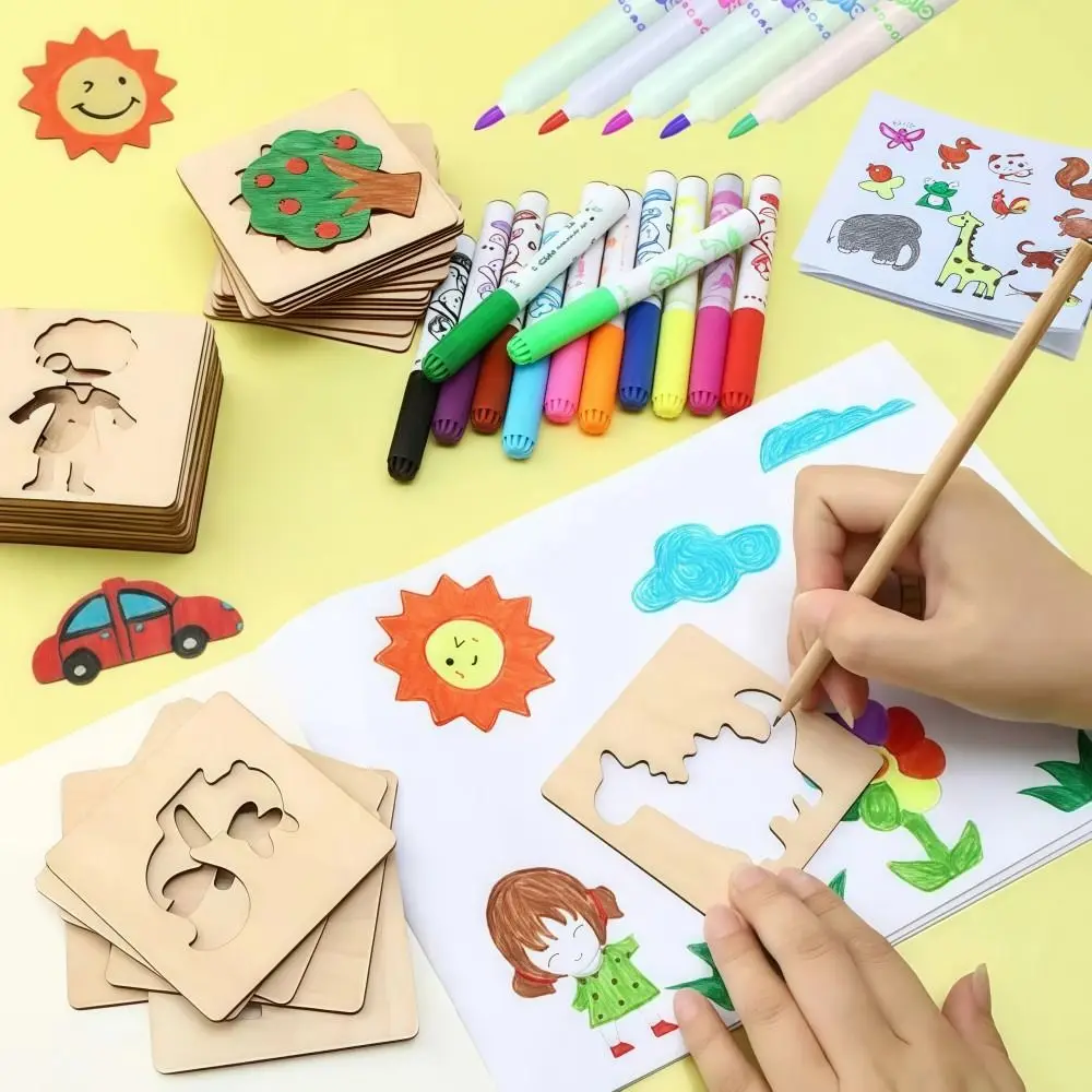 Fun Wooden Drawing Stencils Montessori Design Template