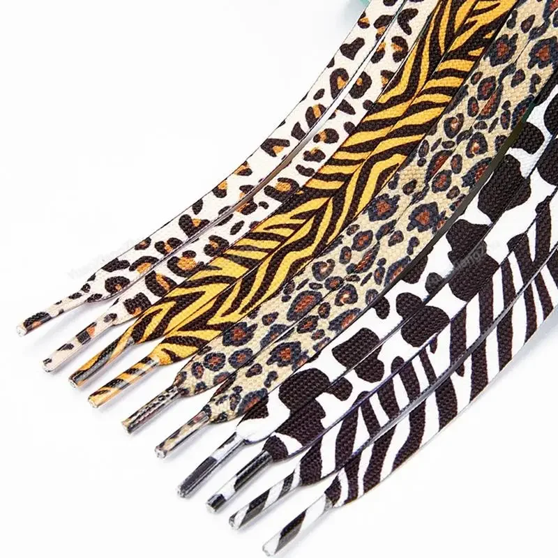 1 Paar Leoparden-Schnürsenkel für Turnschuhe, Stoff, flache Schnürsenkel, weiß, schwarz, Zebra-Schnürsenkel, elastische Schnürsenkel, 120/140/160 cm, Schuhschnüre