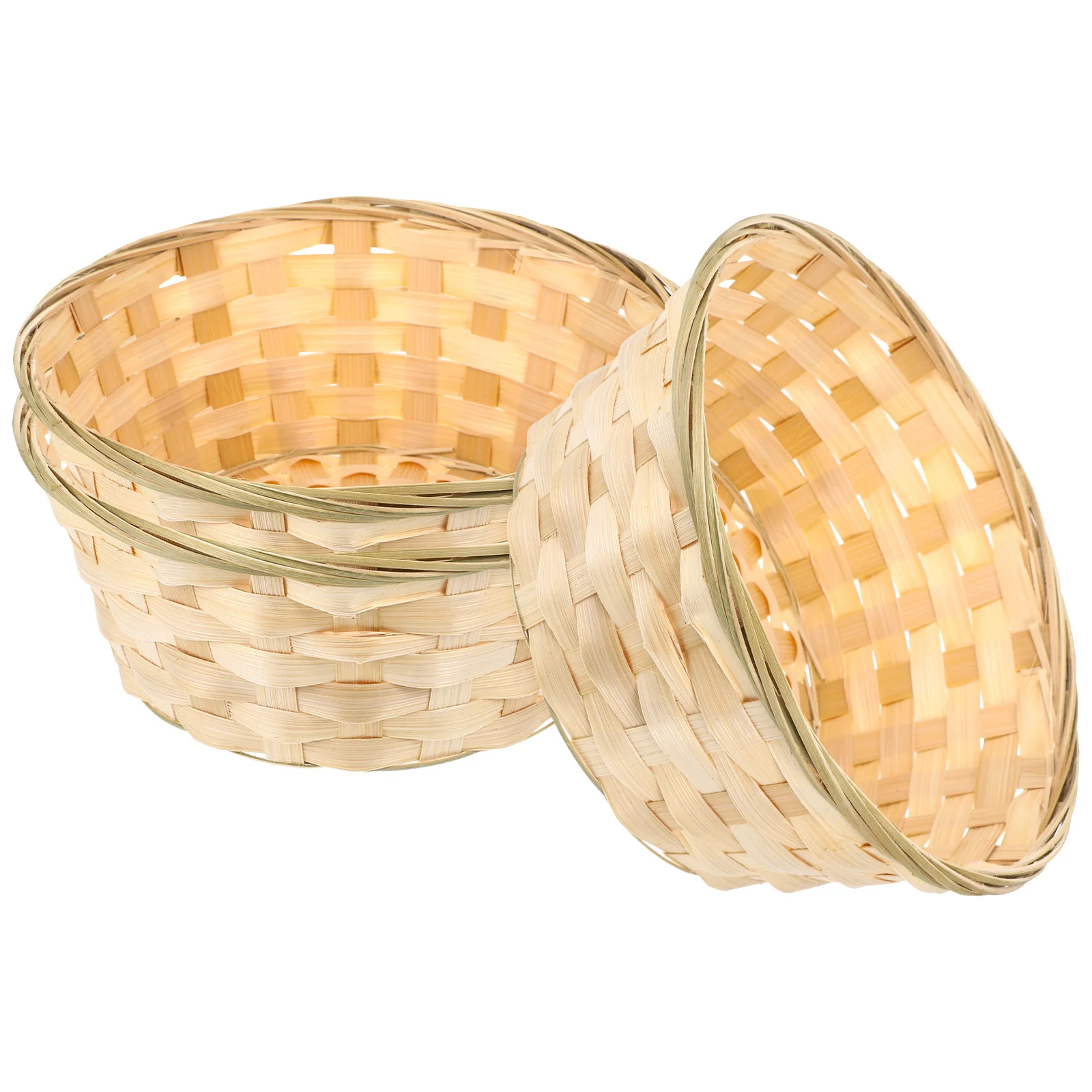 

3 Pcs Bamboo Storage Baskets Handwoven Small Fruit Basket Lid for Kitchen Room Decorative Container Holder