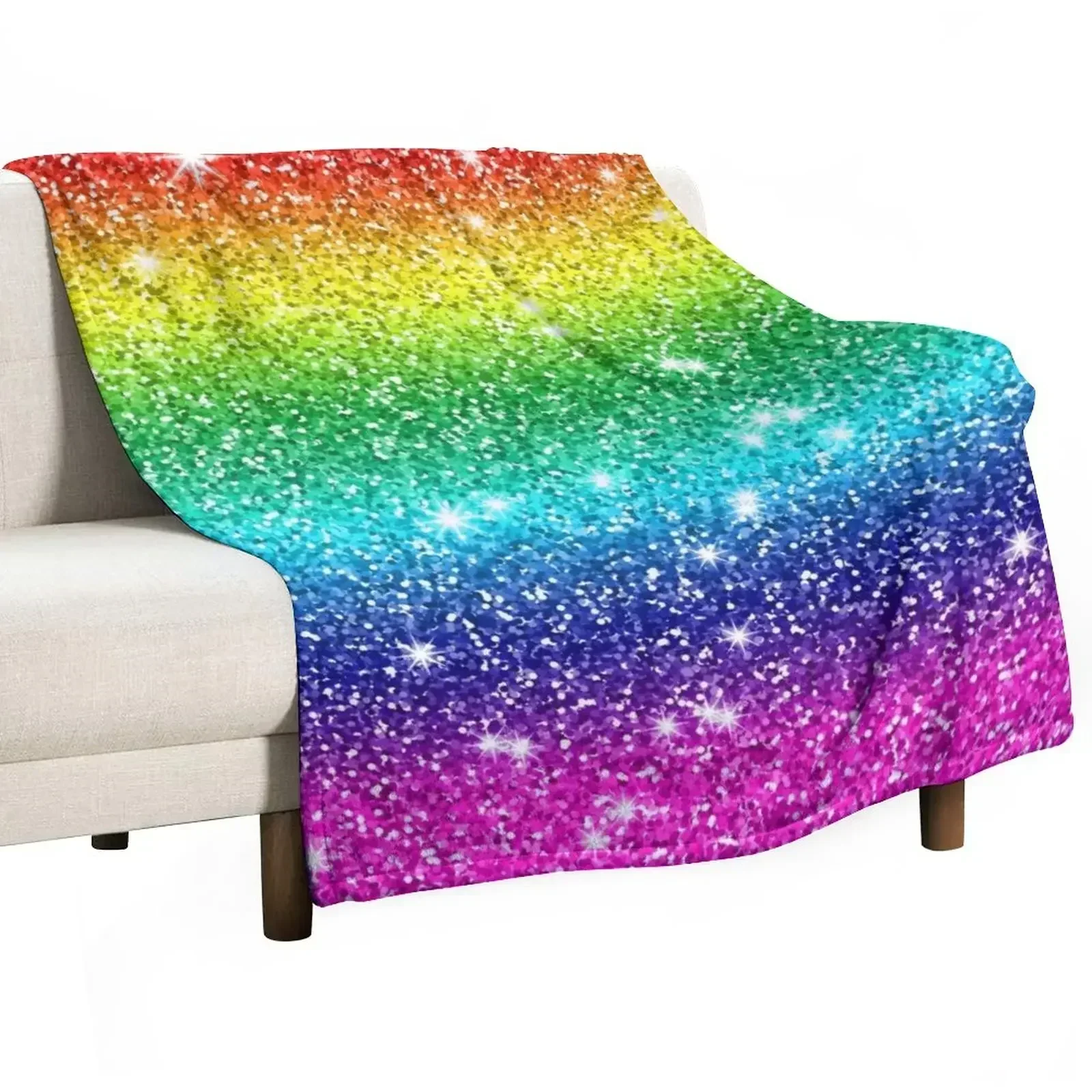 

Glitter Sparkle Rainbow Effect Throw Blanket warm for winter Thermals For Travel Blankets