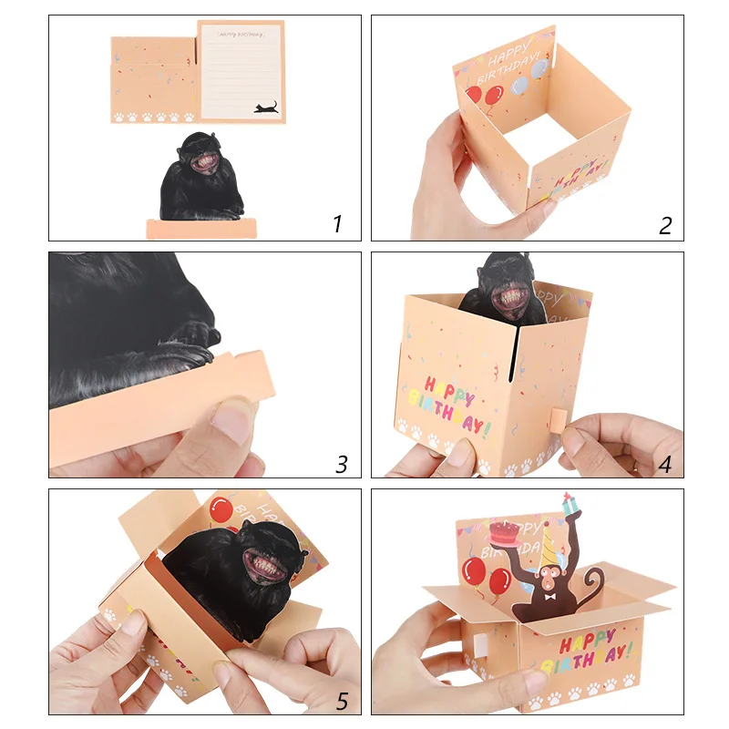 3D-Pop-Up-Geburtstagskarte mit „Happy Birthday“, handgefertigte Einladungsgrußkarte aus Papier für Geburtstagsfeier, Hochzeit, Dekorationszubehör – Detail 10
