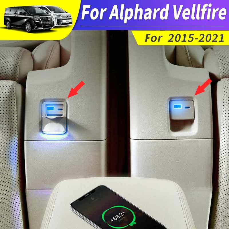 2015-2021 For Toyota Alphard Vellfire 30 Series Seat USB Charger PD Type C Fast Charger Dual Interface Modification Accessories