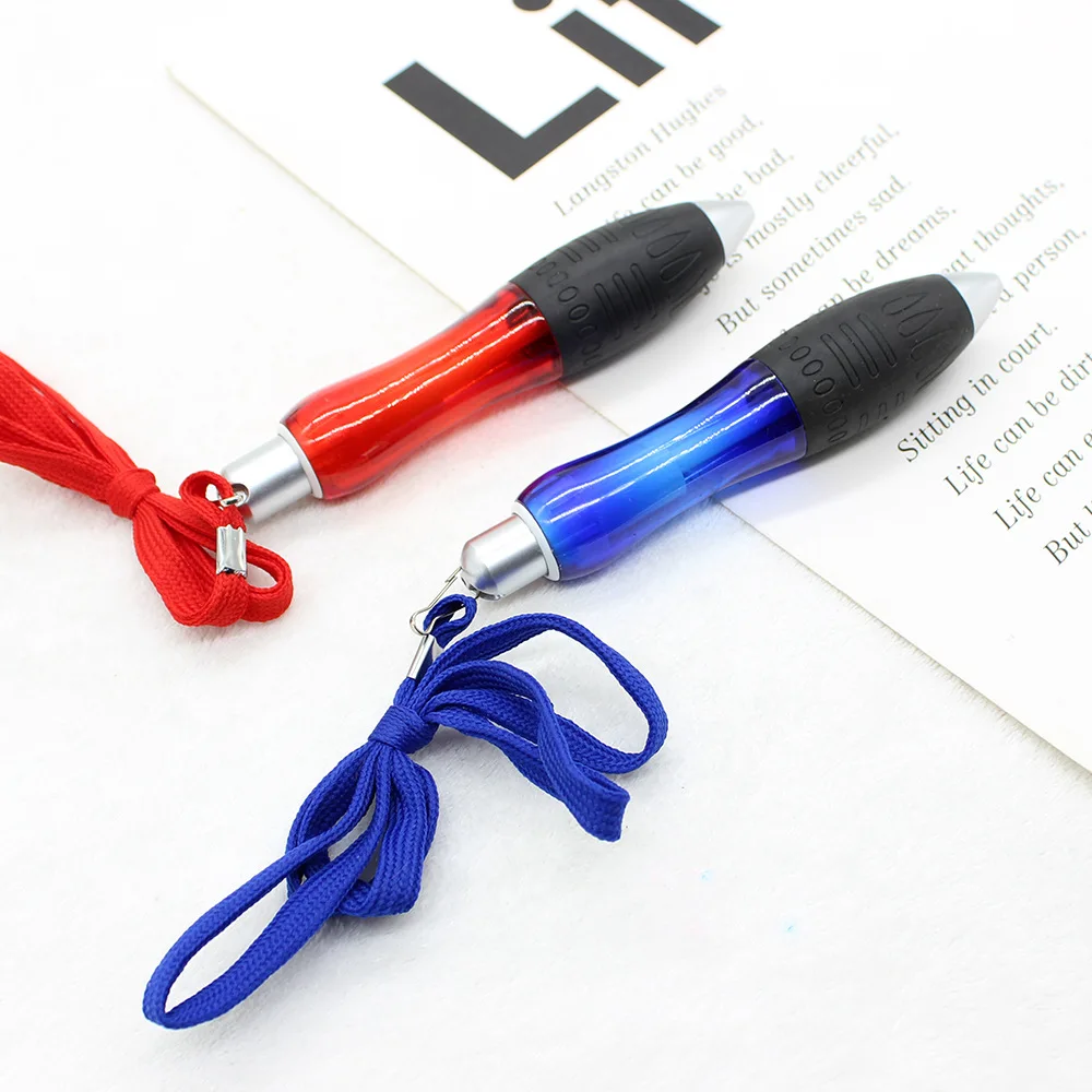 20Pcs Press Rope Ballpoint Pen Plastic Gift Pen Hanging Neck Advertising Pens