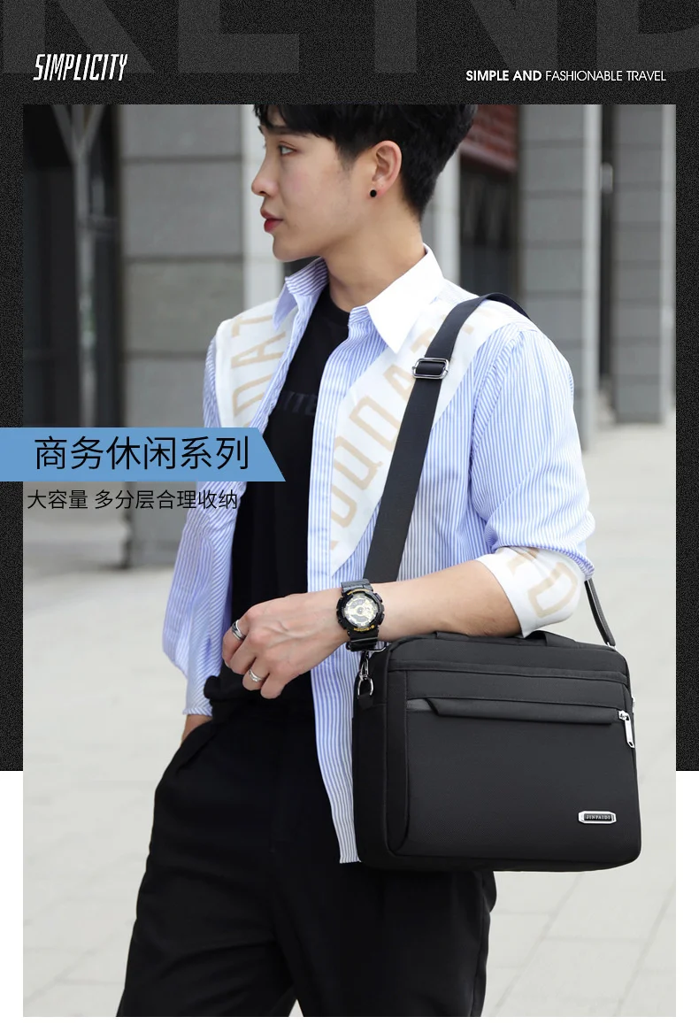 New Style Herren horizontale Handtasche große Kapazität Outdoor-Umhängetasche Casual Fashion Business Messenger Pendler