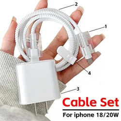 Protector transparente de bobinador de Cable para IPhone, funda de carga rápida, protección antimordedura, 18W, 20W