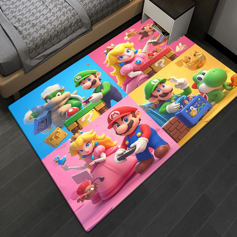 Mario Movie,Game HD Cartoon,Large Area Printed Outdoors Carpet,Living Room Decoration,Sofa,Table Rug.Picnic,Door,Camping Mat.