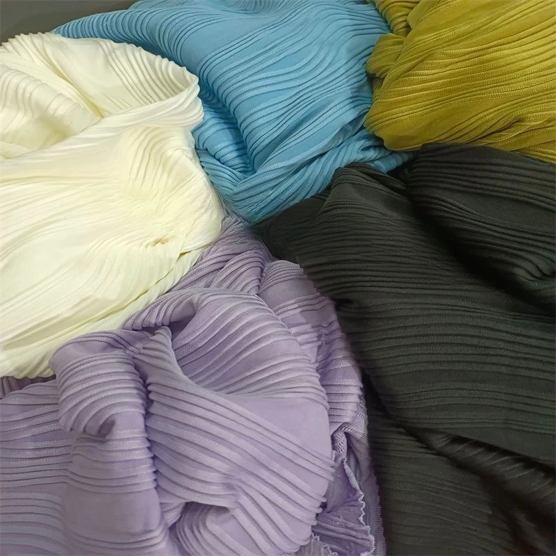 

Medium Weight Knit Fabric Textured Stripe Stretch Wrinkle Resistant Crinkle Material for Pants Dress Tops Irregular Design