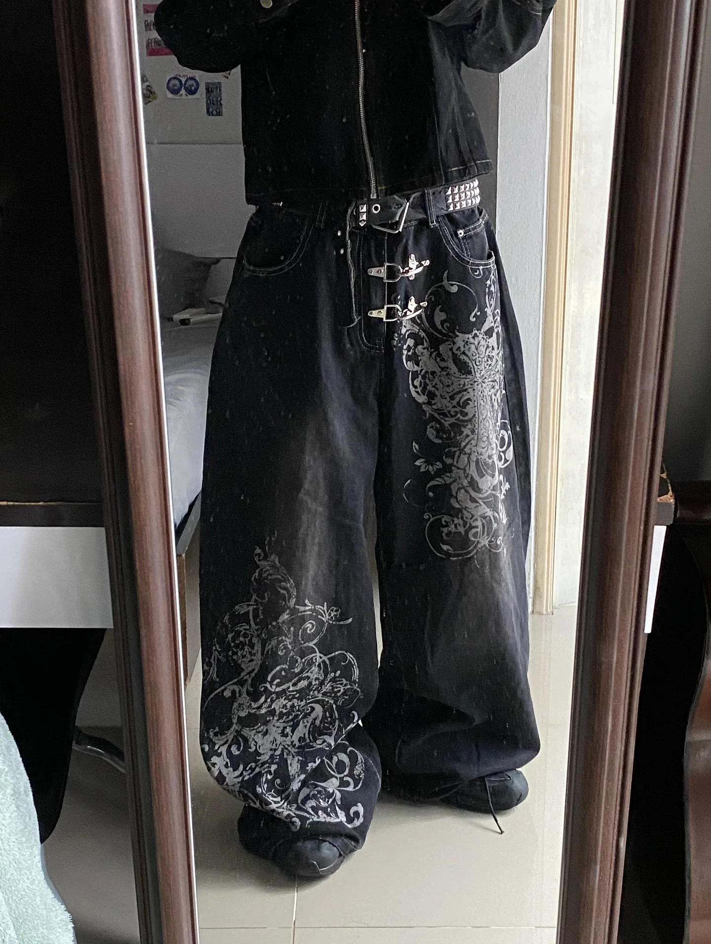

2026 vintage printing baggy jeans y2K harajuku trend men and women hip hop fashion casual Joker couple Wide-leg pants streetwear