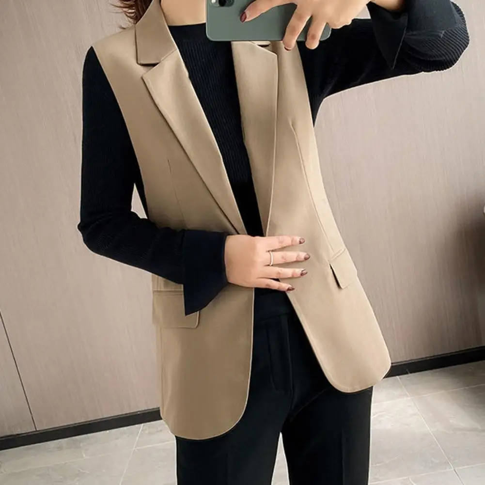 Blazer Vest Regular Length Breathable Dressing Up Fashion Solid Color Lapel Office Suit Waistcoat   Vest Jacket  for Travel