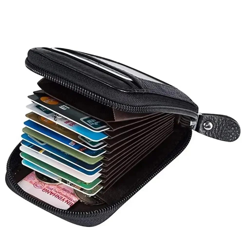 Korean Style Card Holder Vertical Zipper Wallet for Women Portable Business & Bank Card Organizer with Zipper