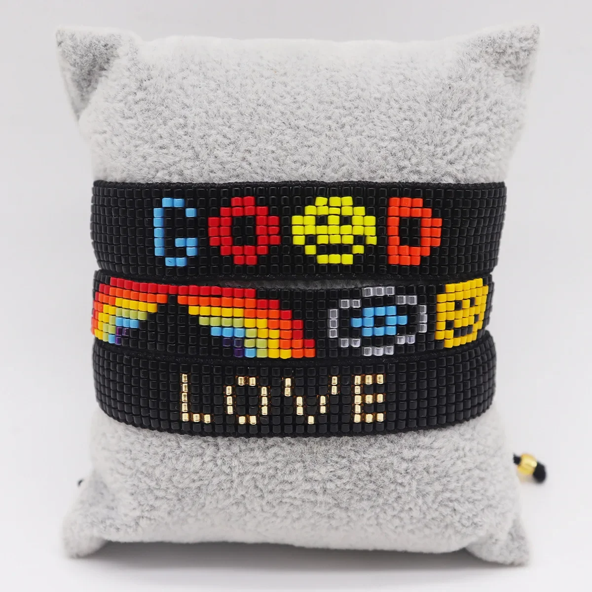 Rice bead bracelet Human face  LOVE Hand knitting Rainbow Geometry Design Bohemia Fashion Adjustable Simple Beaded bracelet set