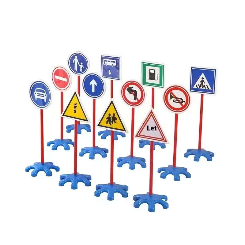 Plastic Road Sign Educational Toy Set for Preschool Children Traffic Warning Sensory Training Equipment Unisex