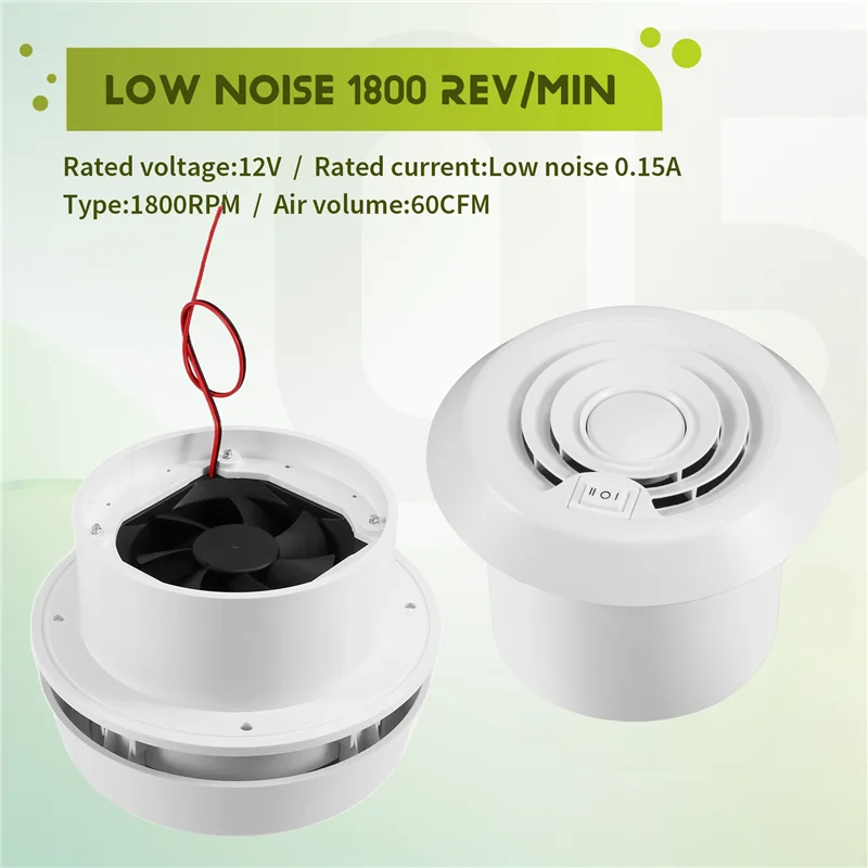 

A82M-Car Fanwind Air Vent Outlet Mushroom Head Silent Fan Ventilation Exhaust Fans RV Caravans Air Vent RV Roof Mounted Circular