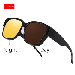 KLASSNUM Driving Fit Over Sunglasses Color Changing Yellow Brown Lenses Women Men Transfer Glasses Anti Glare Sun Glasses 2026