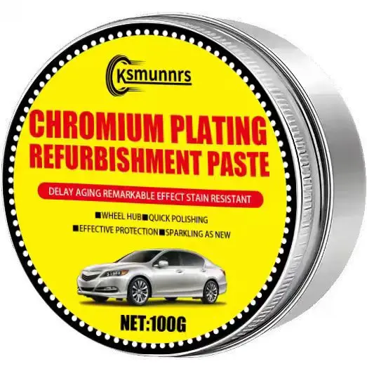 معجون تجديد مطلي بالكروم 100 جرام من Ksmunns: تألق فوري لمحور العجلة - تلميع سريع لمدة دقيقة واحدة، مقاوم للبقع، تأخير الشيخوخة، R #6