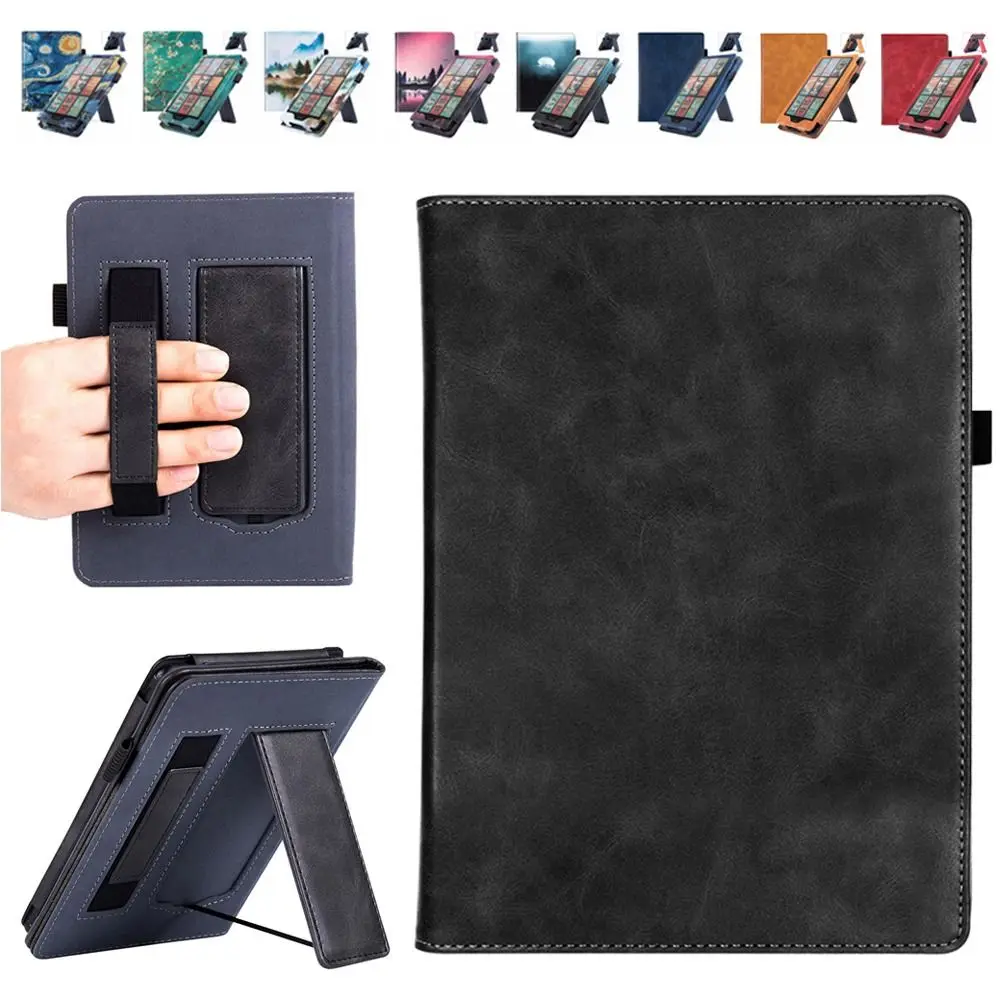 Hand Strap 7 Inch EReader Case PU Leather Shockproof Stand Case for Kindle Paperwhite 2024 12th Gen/Colorsoft Signature Edition