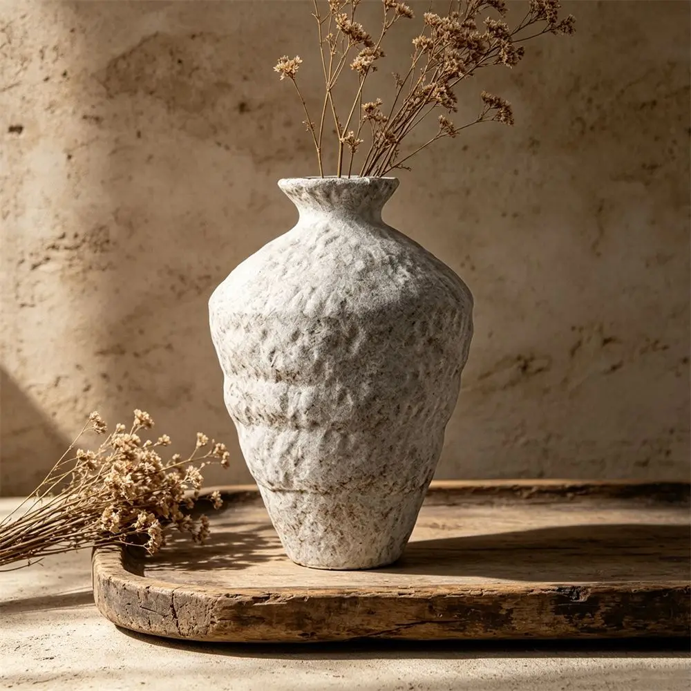 Wabi Sabi Vintage Jingdezhen Ceramic Vase White Frost Tall Flower Hydroponic Dried Branch Home Decor