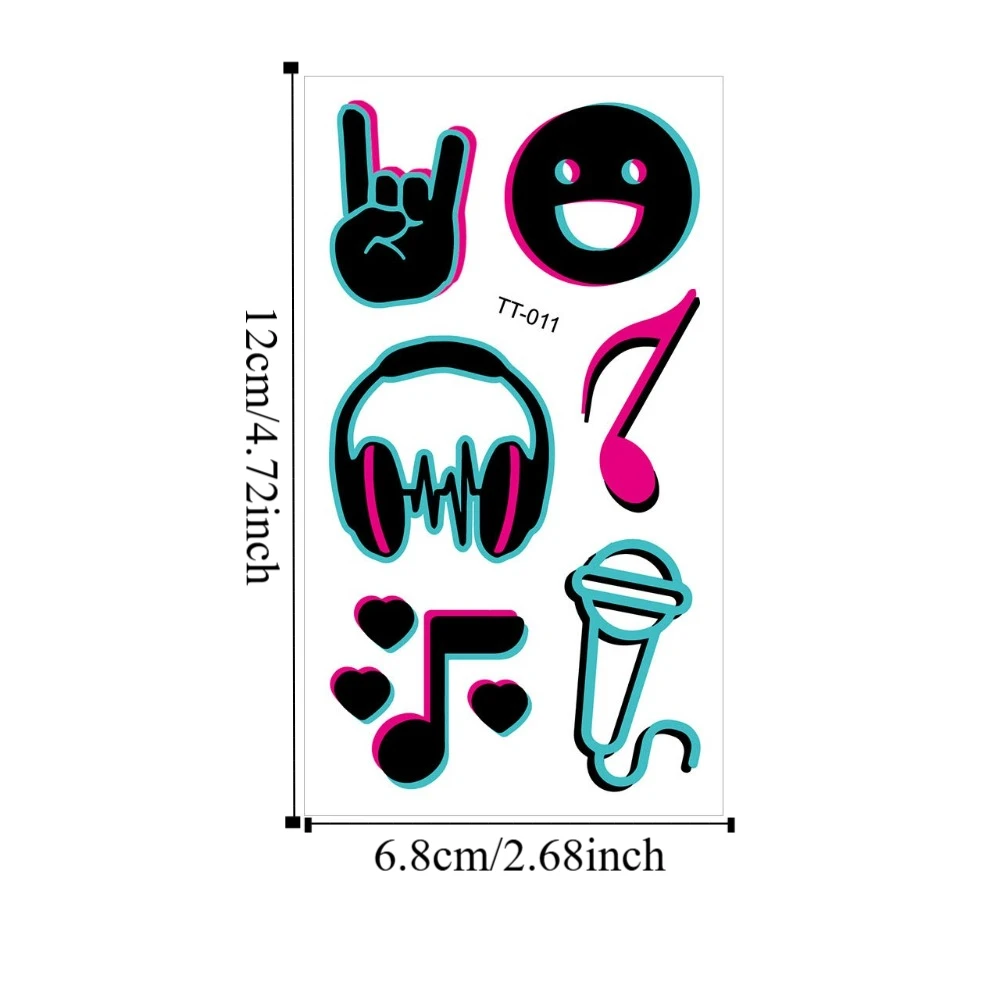 20 ورقة ملصقات وشم مضيئة صديقة للبشرة كرتونية مقاومة للماء للحفلات الموسيقية ألعاب وشم مزيفة لتزيين نادي الحفلات #5