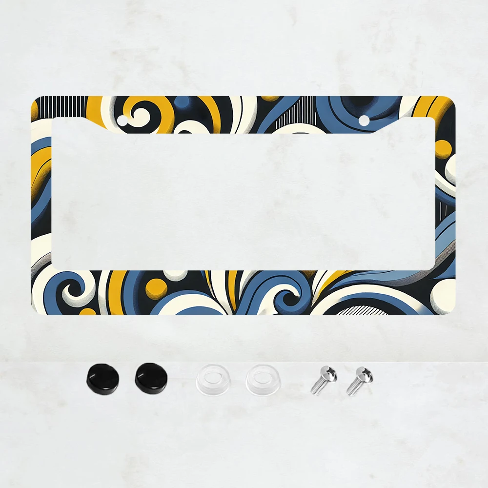 

1PC Car license plate cover frame, Colorful patterns design, metal car decoration, license plate frame, car accessories